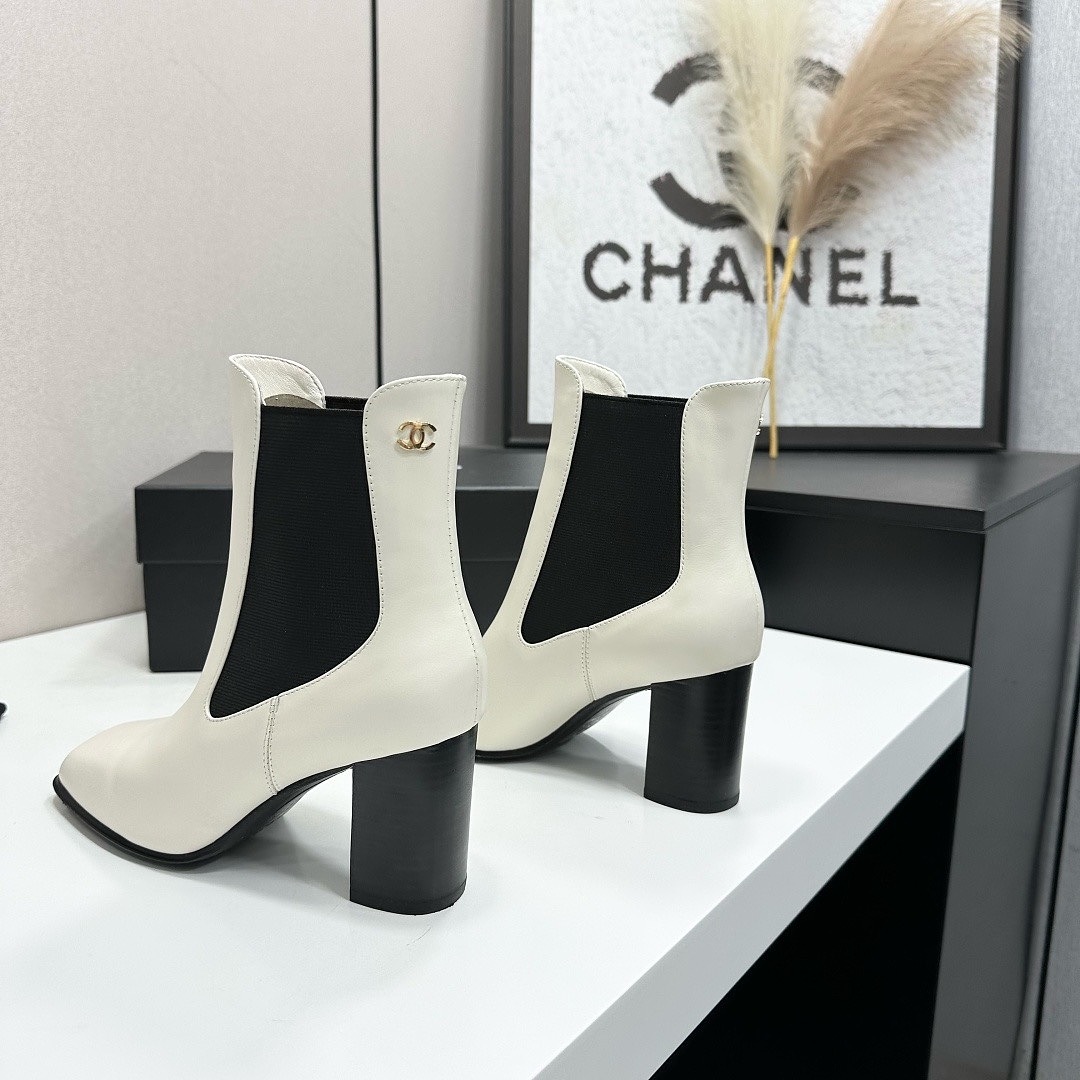 Two-Tone Block Heel Ankle Boots