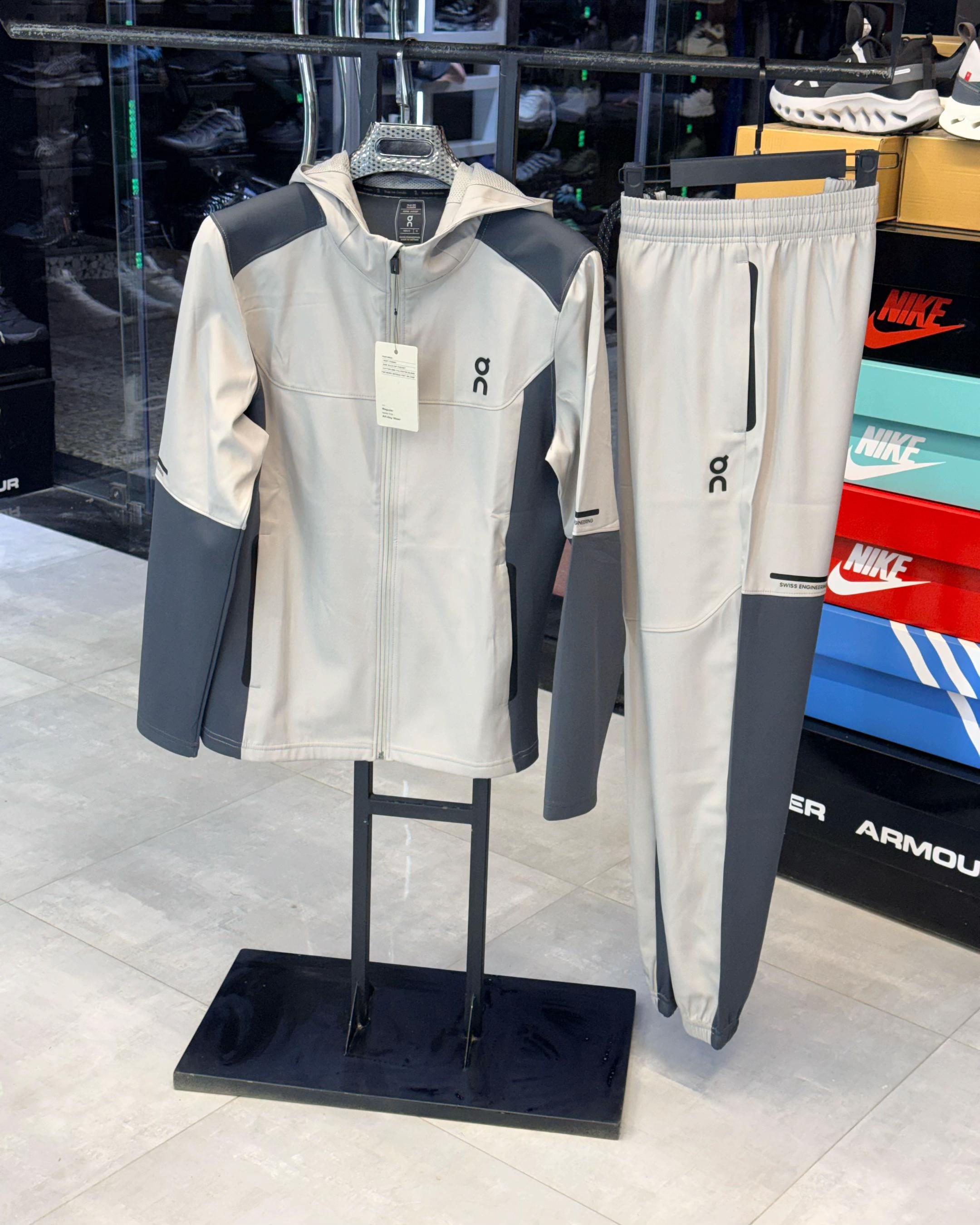 On Light Gray Color-Block Hooded Jacket