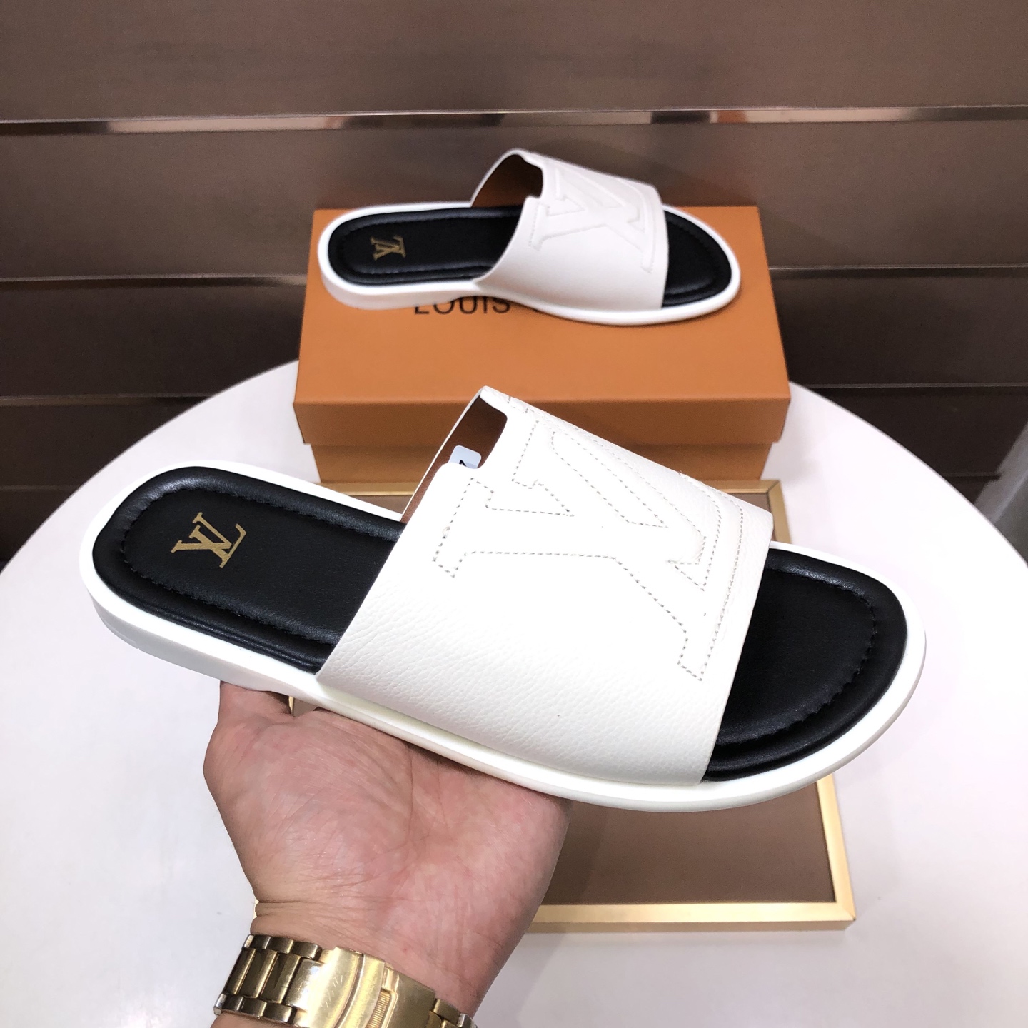 LV Embossed Slide Sandals