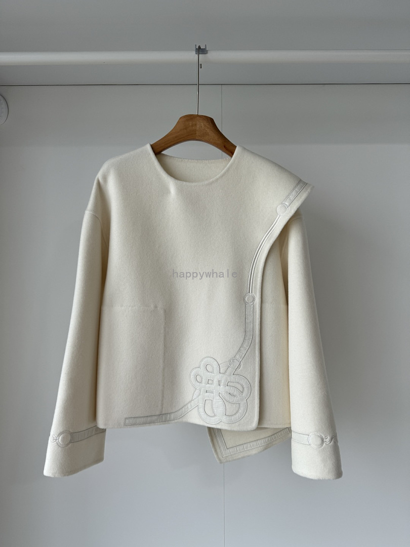 Ivory Asymmetric Wool Blend Jacket