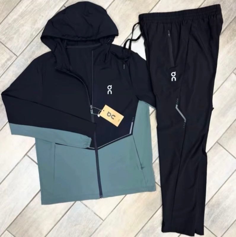 On Running Black and Sage Color-Block Tracksuit