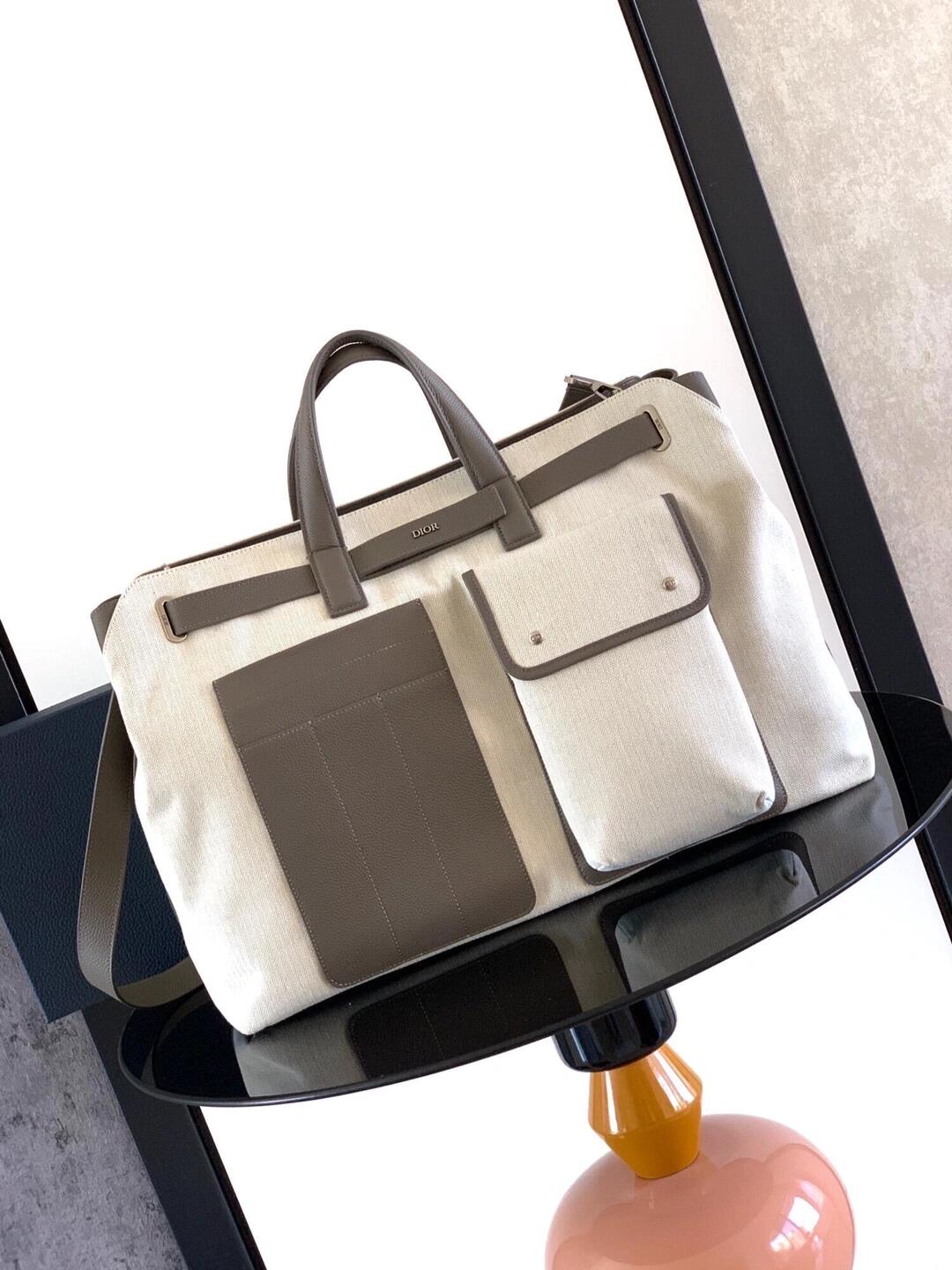 Dior Two-Tone Pocket Travel Tote Bag