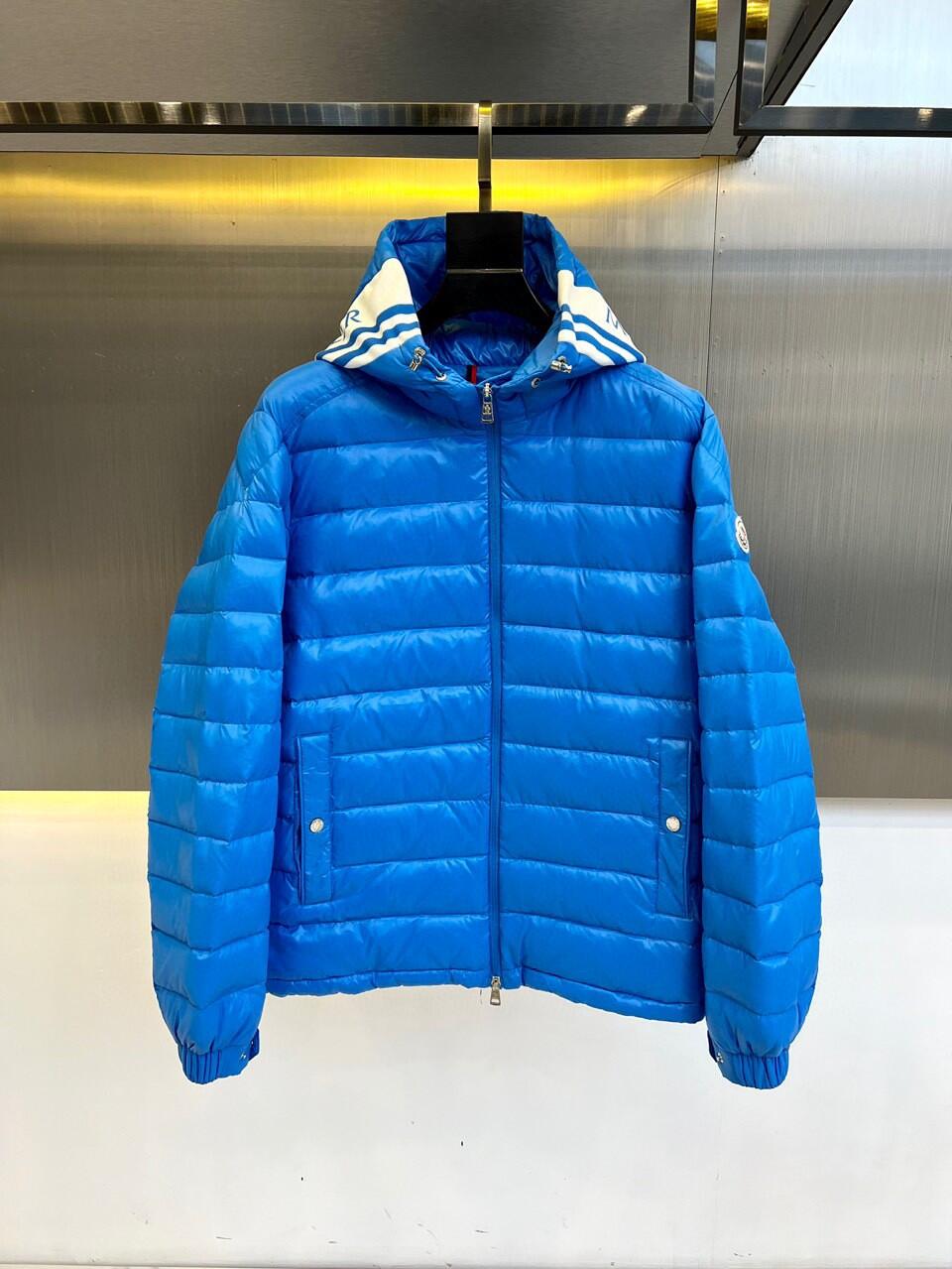MONCLER Blue Hooded Down Jacket