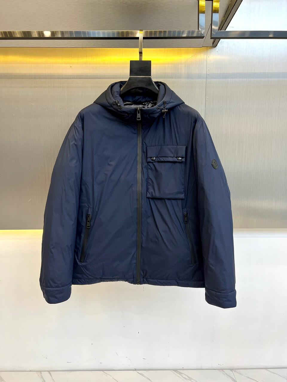 Style 726 Navy Hooded Down Jacket