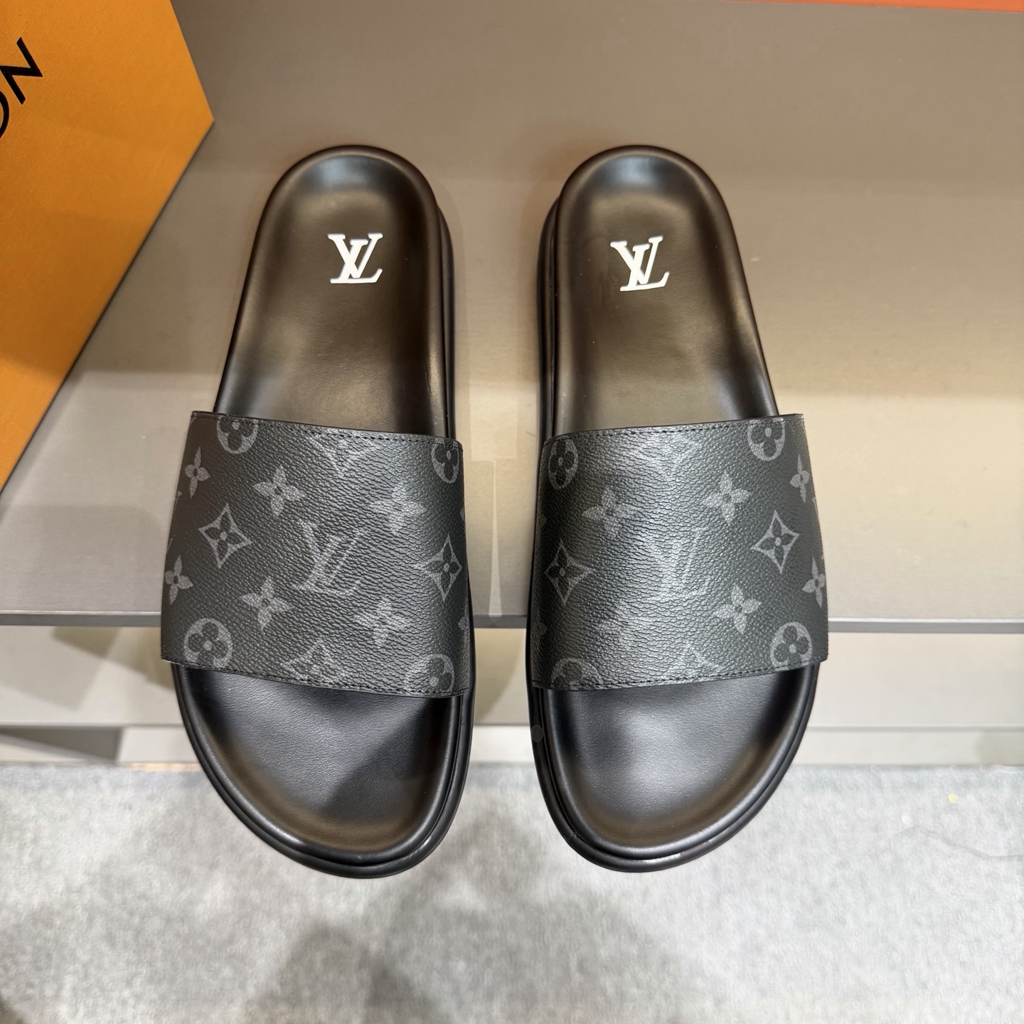 Louis Vuitton Monogram Eclipse Slide Sandals