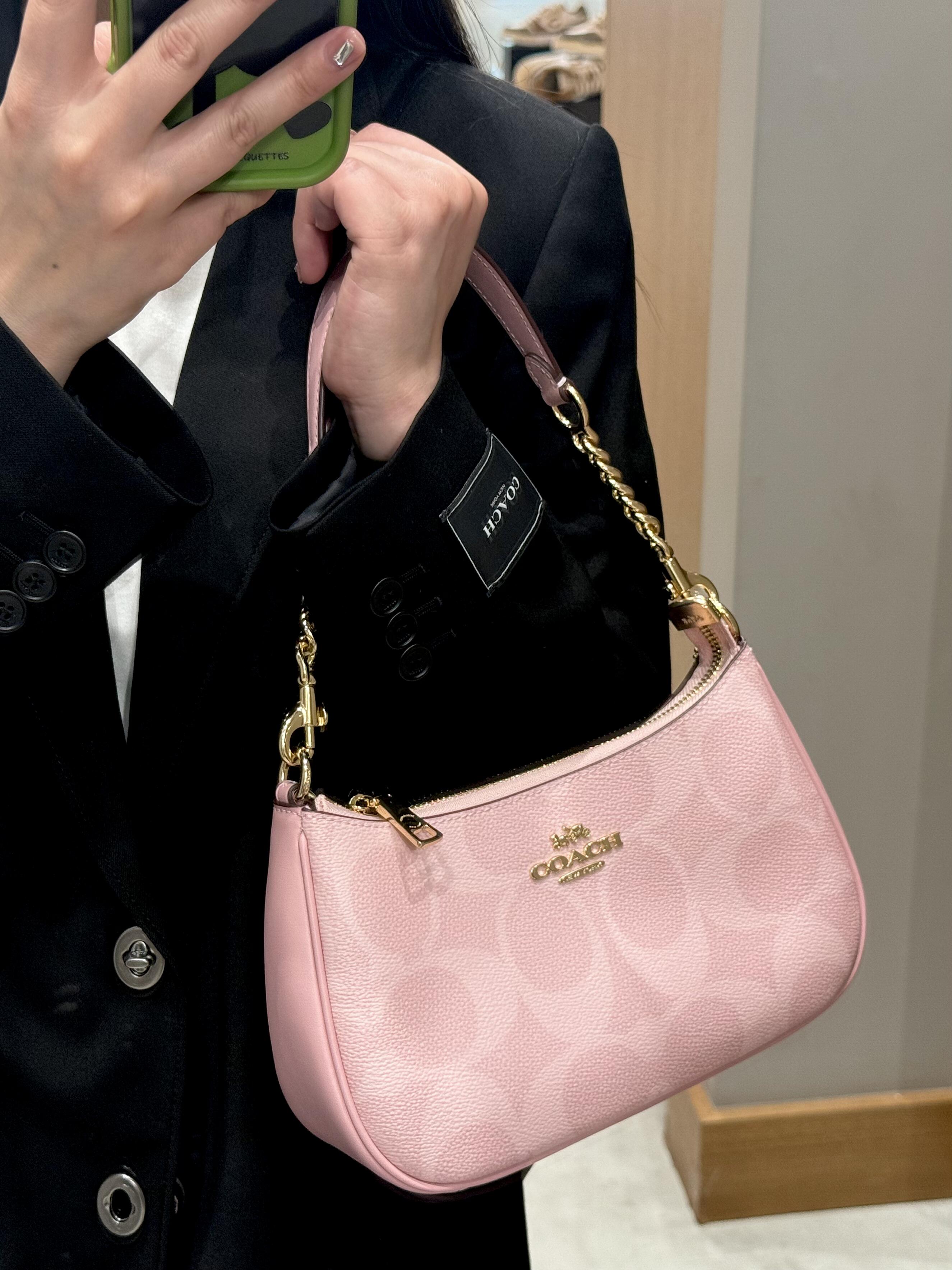 COACH Pink Pebbled Shoulder Bag