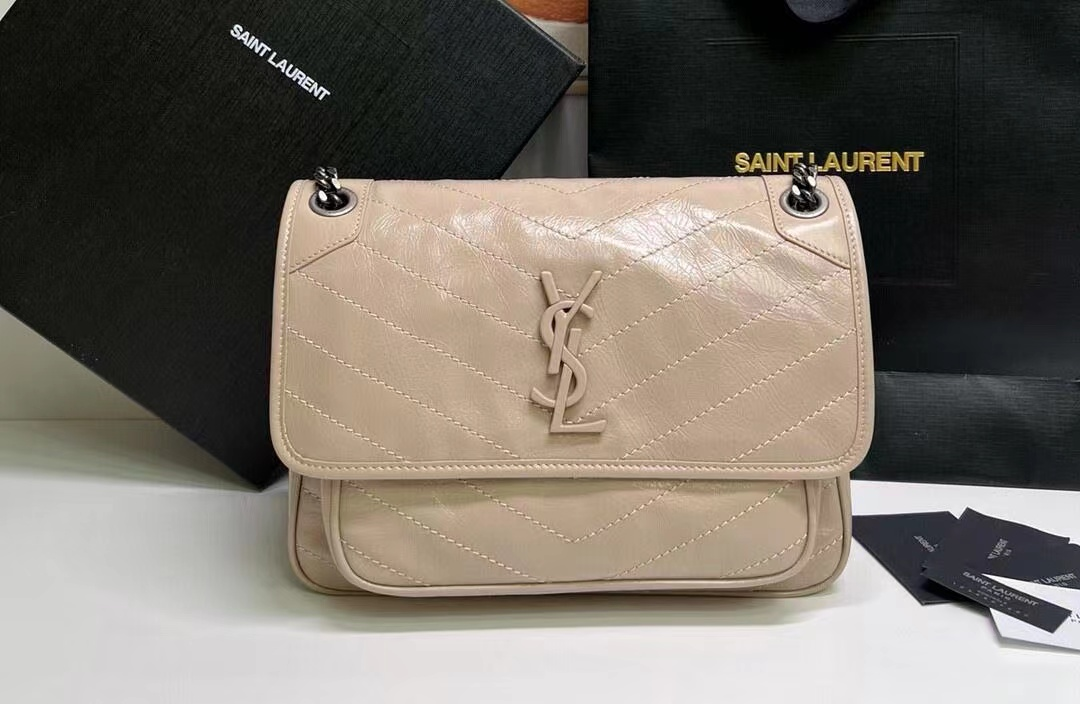 Saint Laurent Niki Chevron Quilted Shoulder Bag