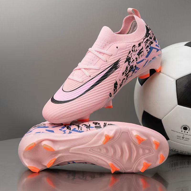 Pink Lace-Up Soccer Cleats