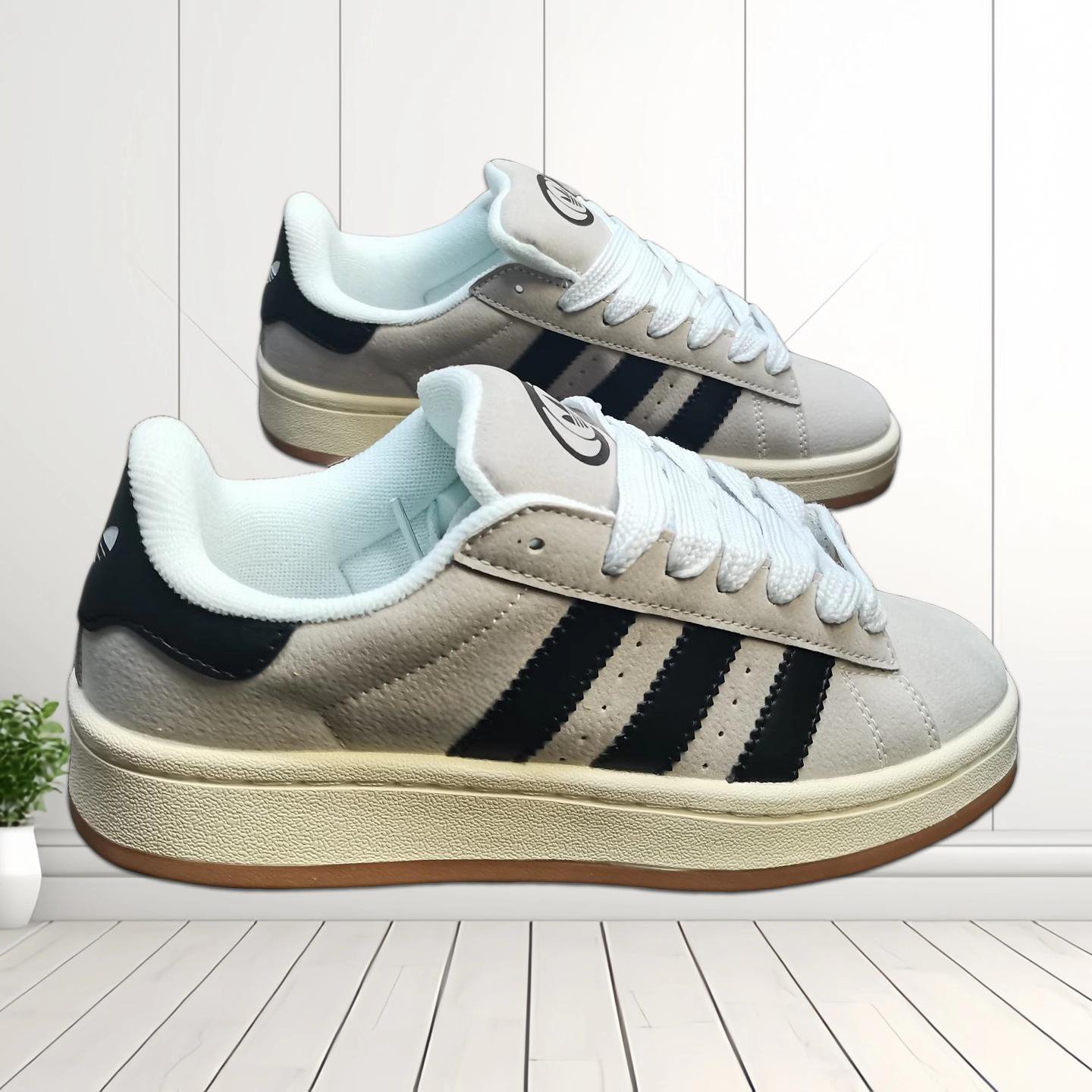 Beige and Black Platform Sneakers