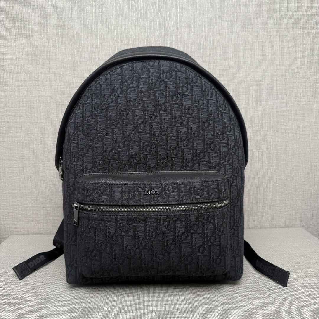 Dior Black Oblique Zip-Pocket Backpack