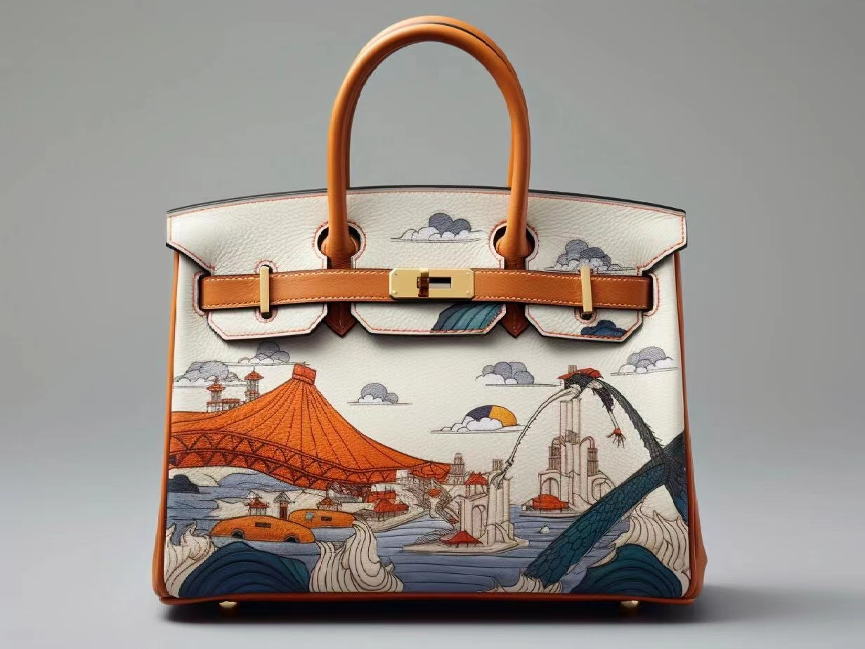 Scenic Print Top-Handle Satchel