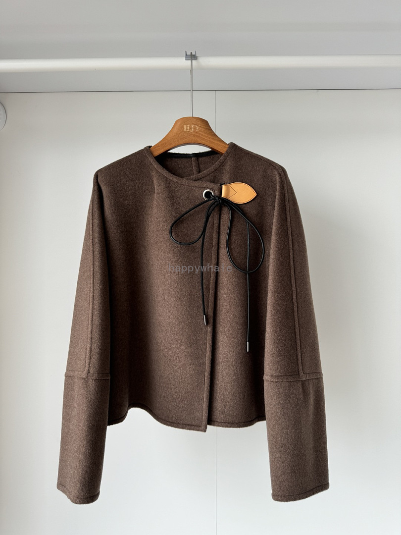 Brown Tie-Front Cropped Jacket