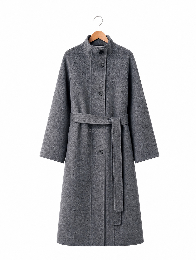 Women's Belted Stand Collar Coat