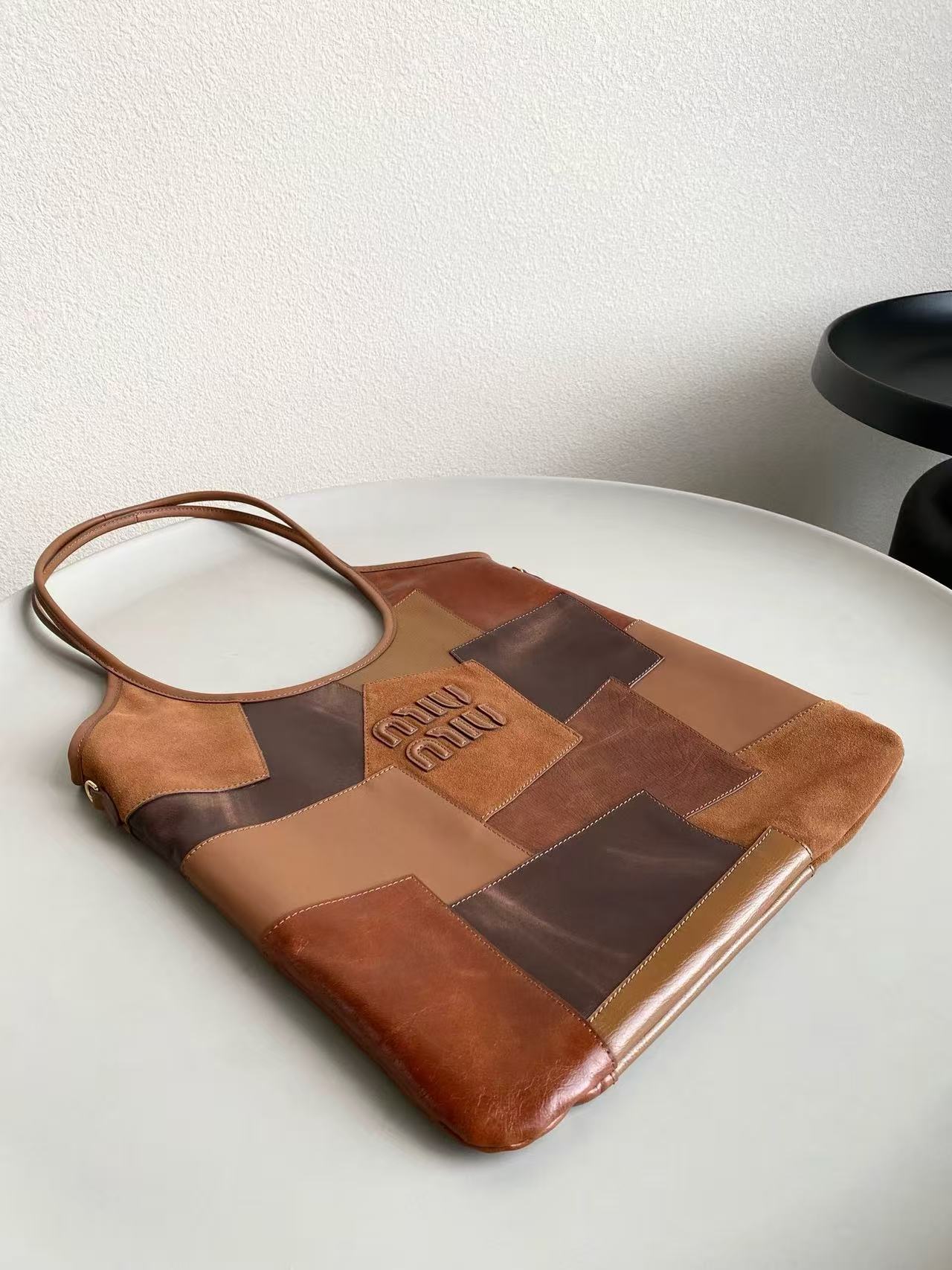 Miu Miu Brown Patchwork Tote Bag