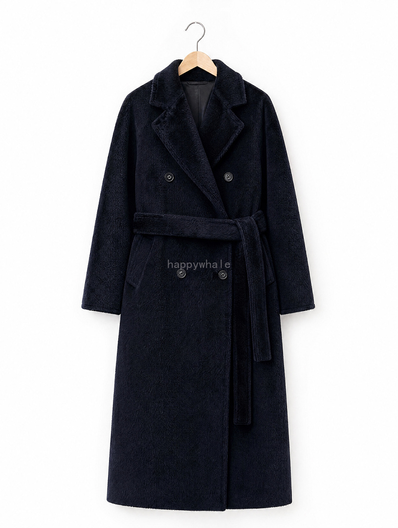 Double-Breasted Belted Teddy Coat