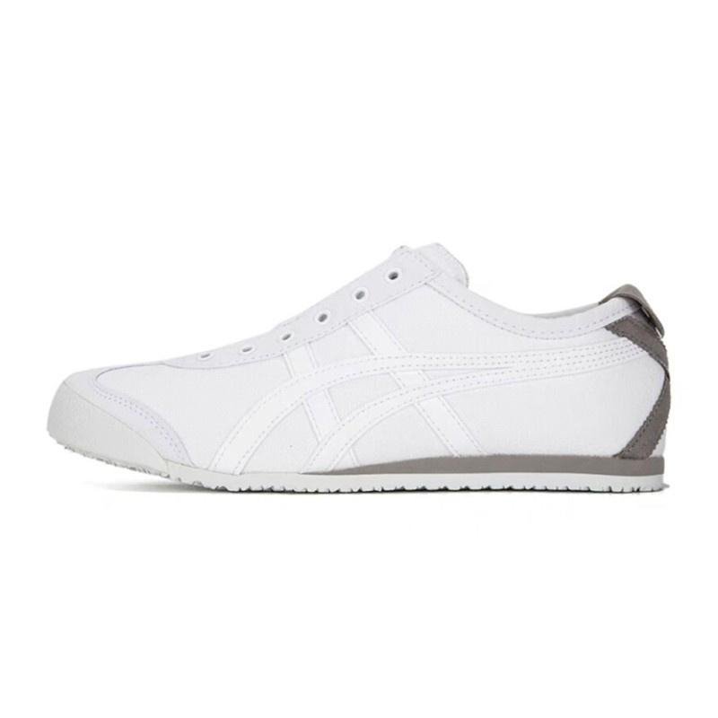 White Low-Top Casual Sneaker with Gray Heel Accent