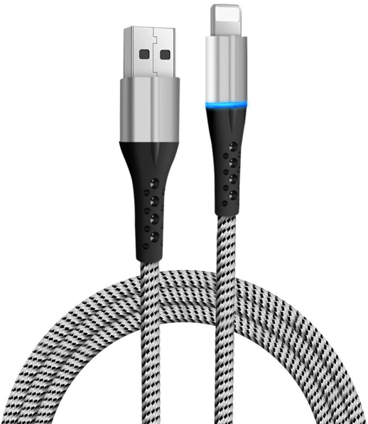 F191 USB-A to Lightning Blue LED Braided Cable