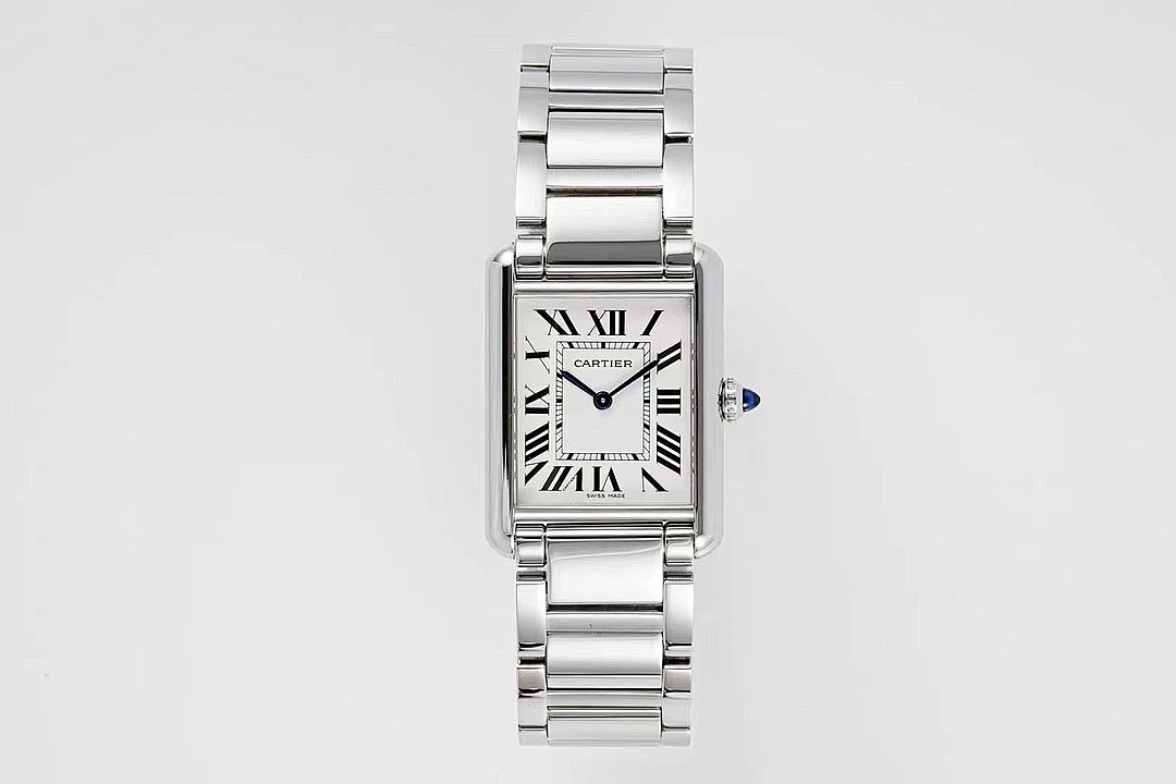 Cartier Rectangular Steel Wristwatch