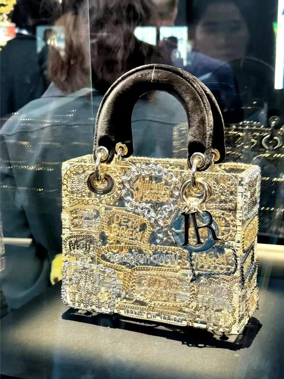 Gold and Silver Embellished Mini Top-Handle Handbag