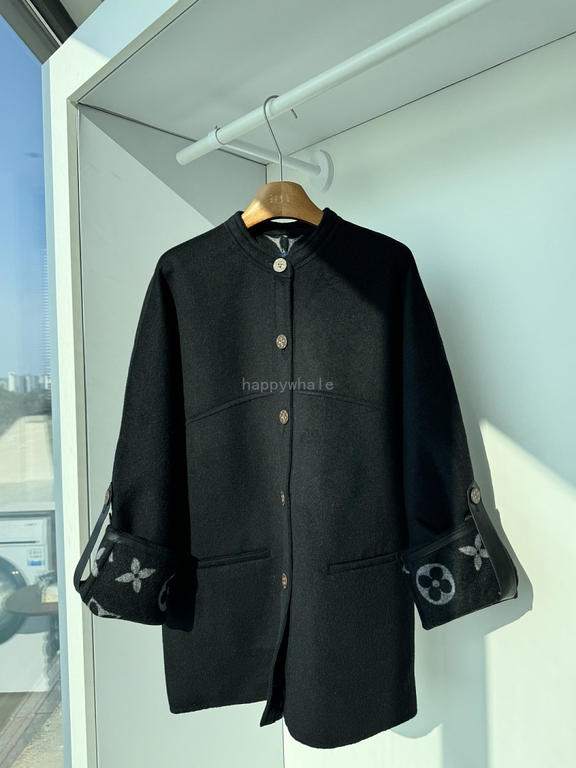 Black Embroidered Cuff Coat