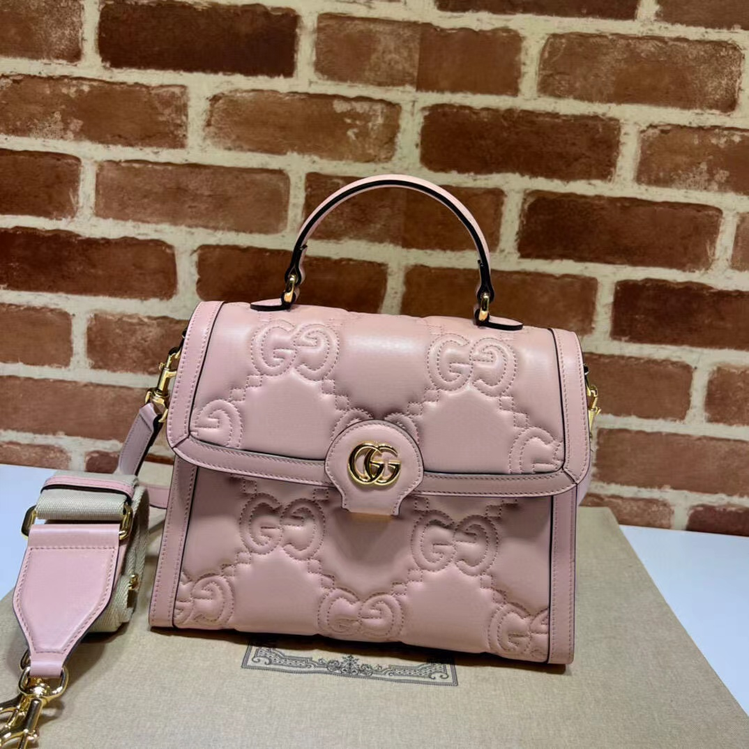 Pink Quilted Monogram Top-Handle Bag