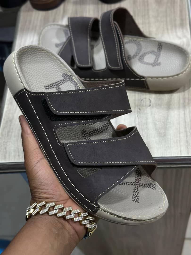 Men's Dual-Strap Hook-and-Loop Slide Sandals