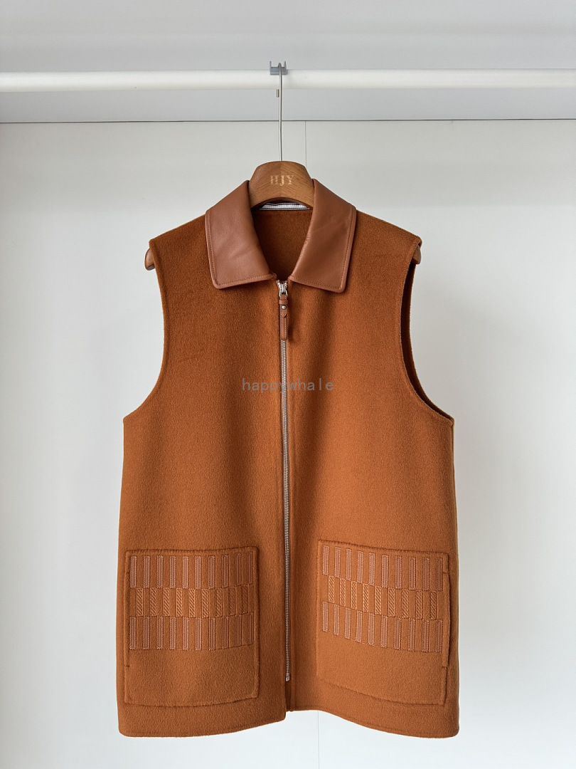 Brown Zip-Up Collared Vest