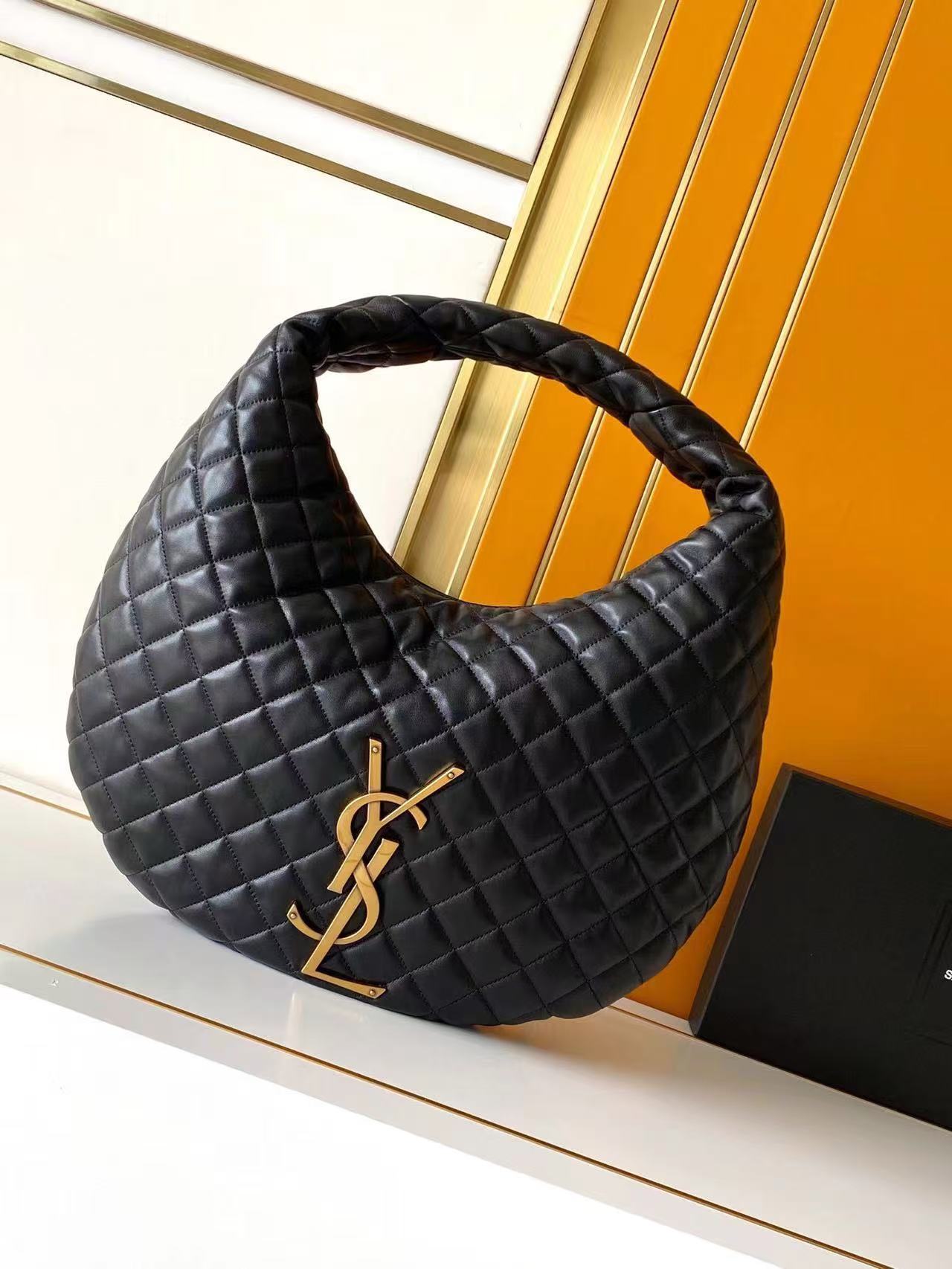 YSL Large Black Quilted Hobo Bag