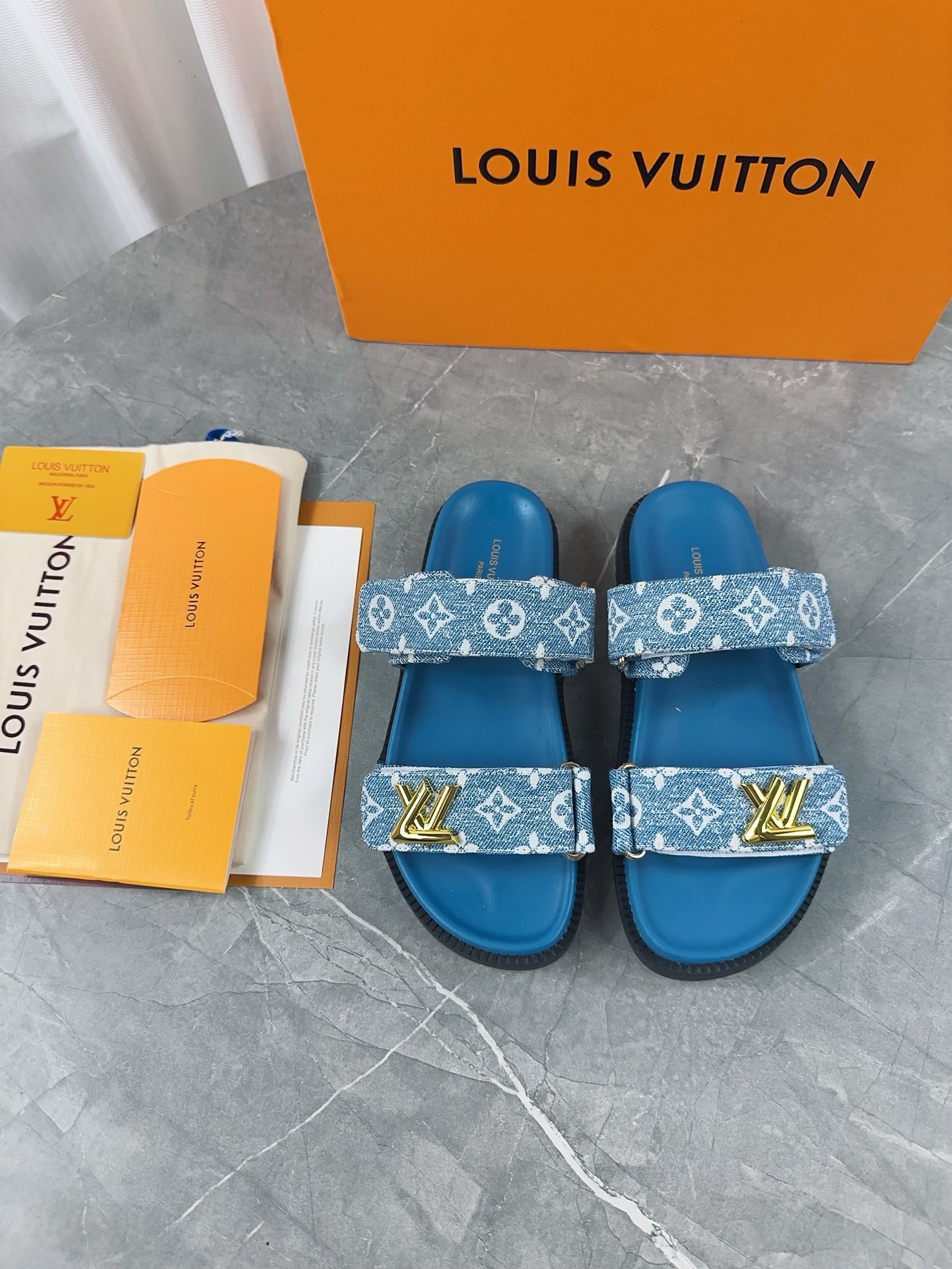 Louis Vuitton Monogram Double-Strap Slide Sandals