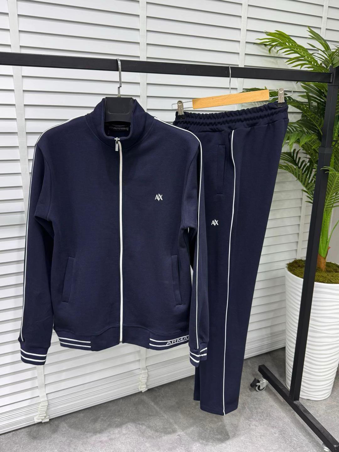 A|X Navy Piped Track Jacket and Pants Set