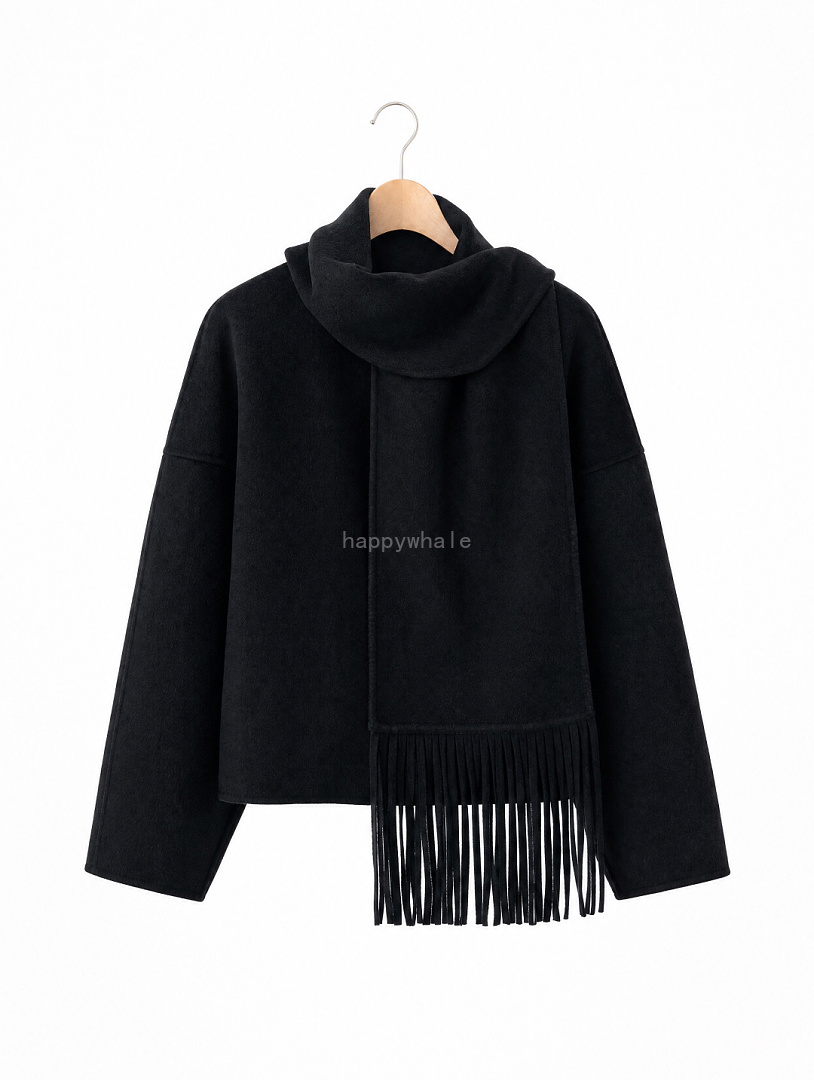 Black Scarf Collar Jacket