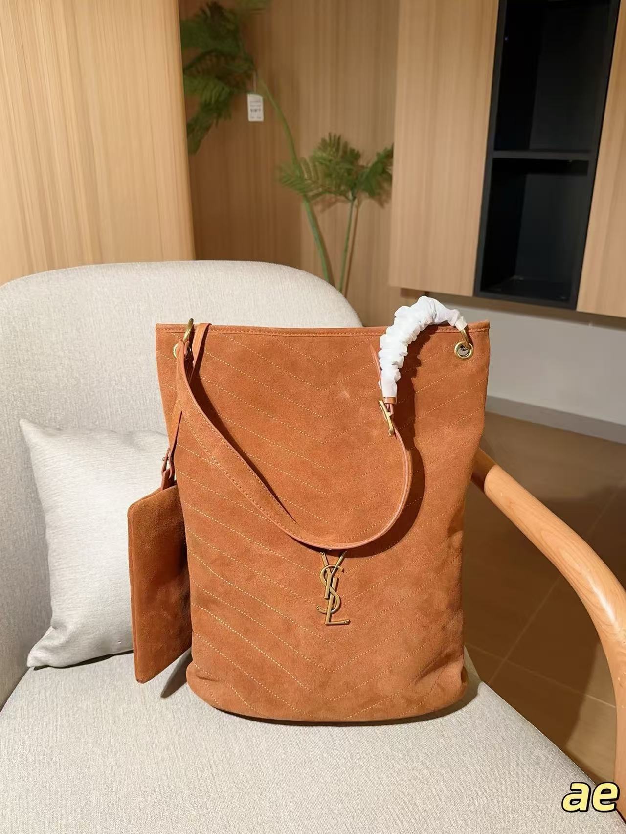 Saint Laurent YSL Chevron Bucket Bag