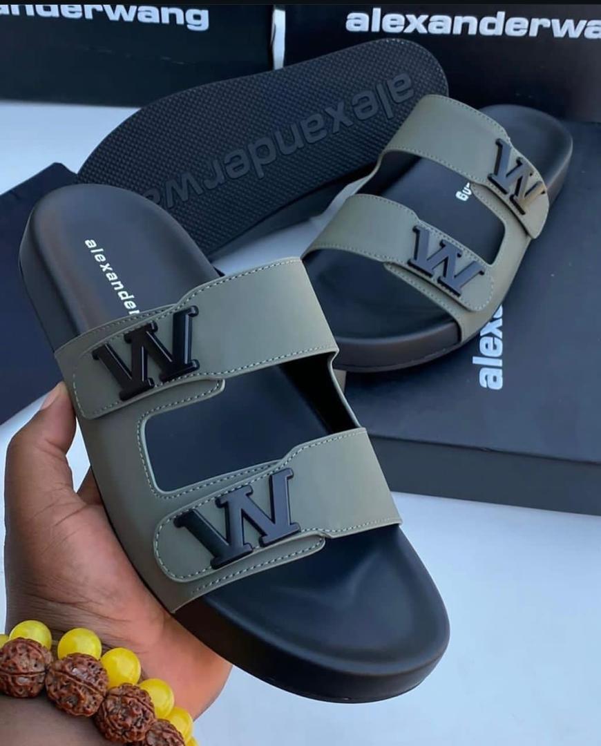 Alexander Wang Double-Strap Logo Slide Sandals