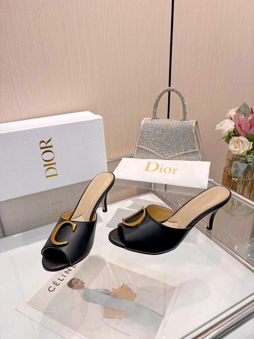 C Buckle Peep-Toe Mule Heels