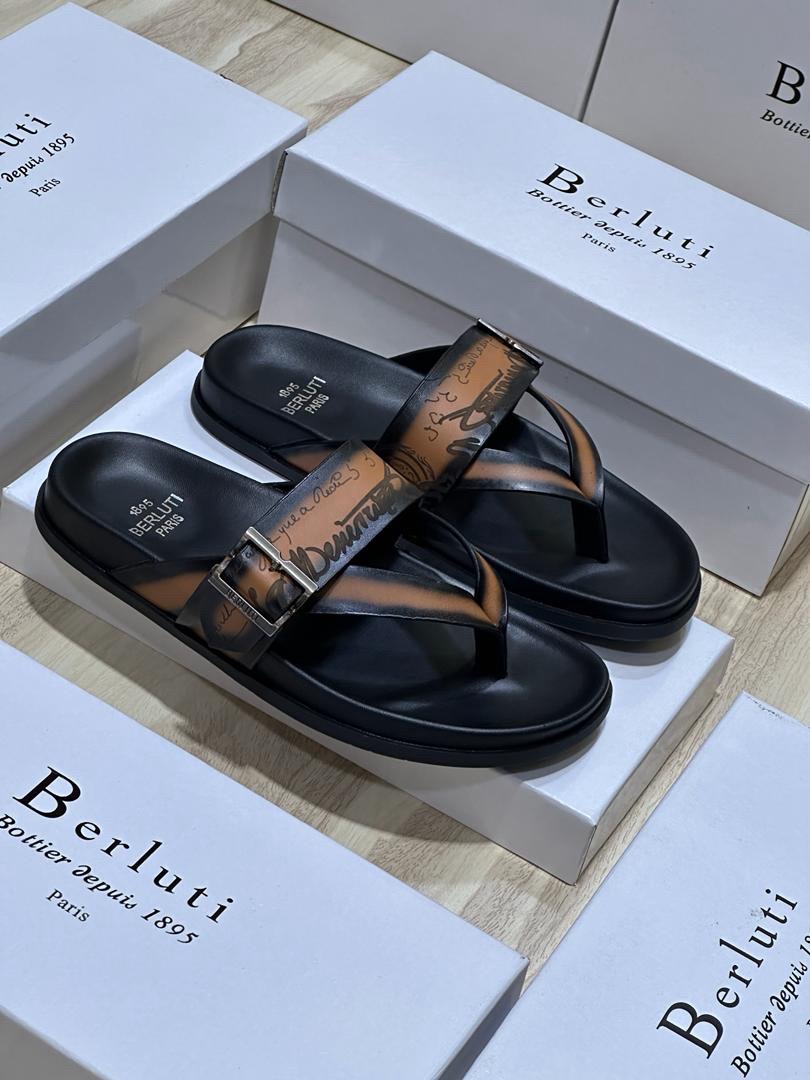 Berluti Printed Cross-Strap Sandals