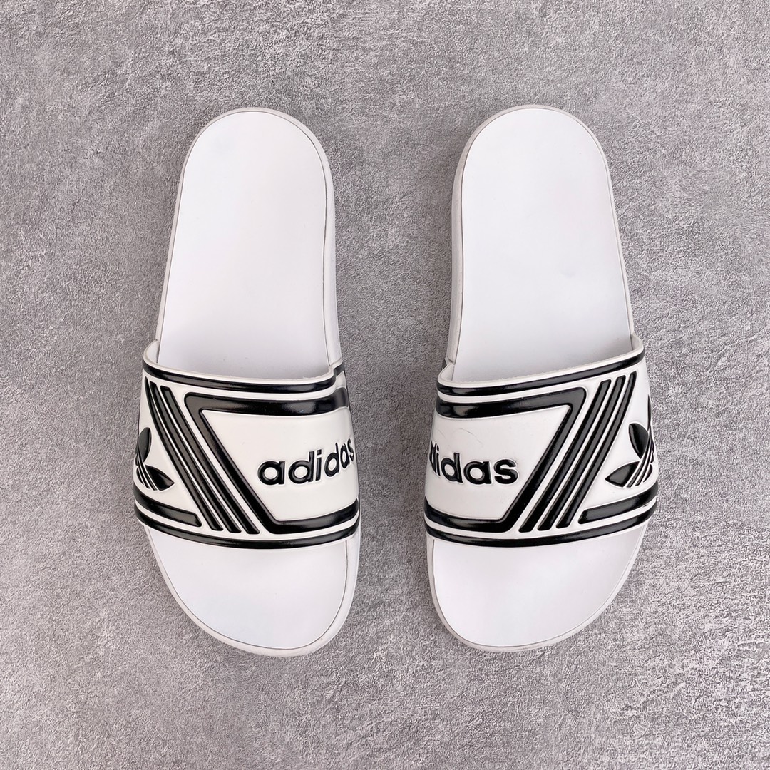 adidas White Graphic Slide Sandals