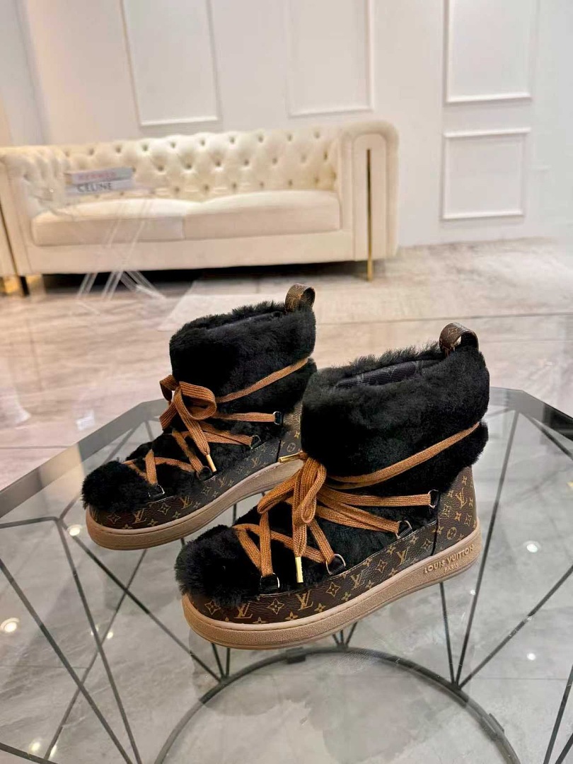 Louis Vuitton Monogram Fur Boots