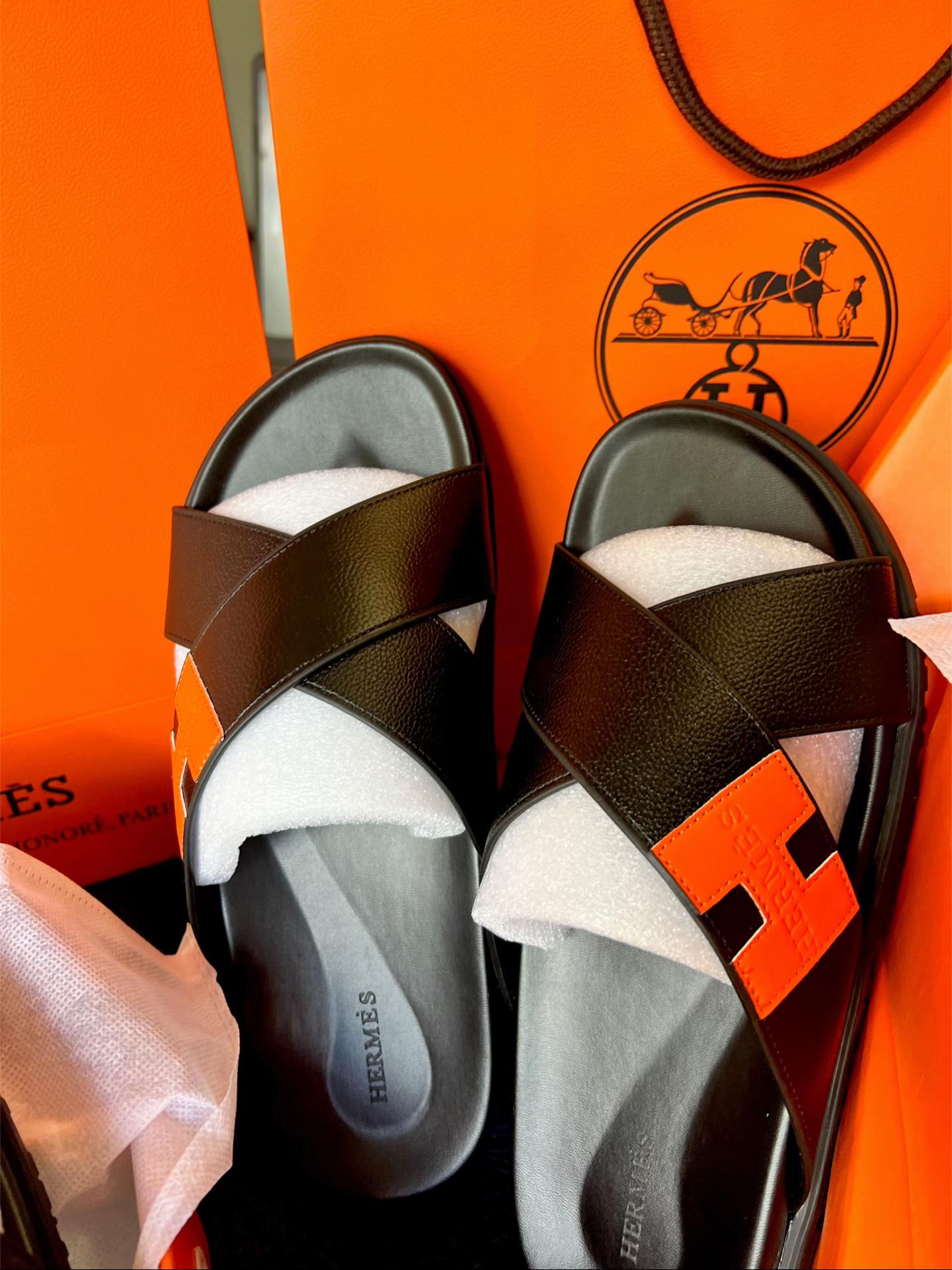 Hermès H-Detail Cross-Strap Slide Sandals