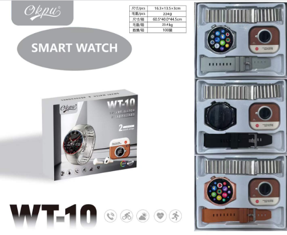 Okpu WT-10 Smart Watch with Light and Smart Earbuds Set
