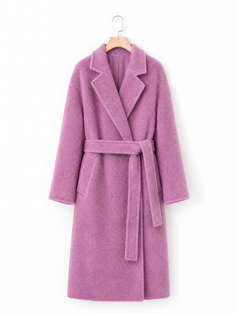 Women's Purple Belted Wrap Coat