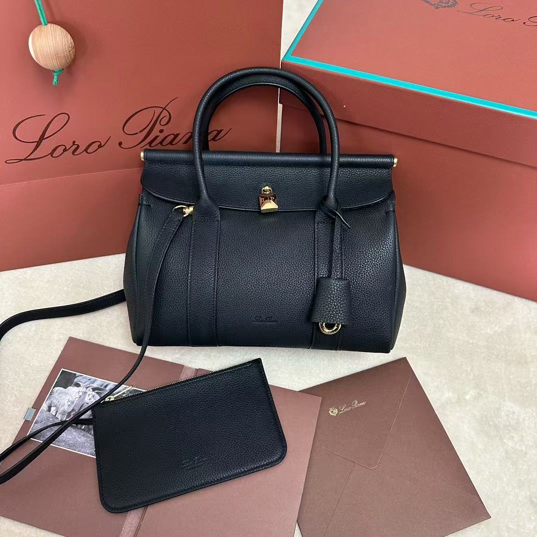 Loro Piana Black Top-Handle Handbag