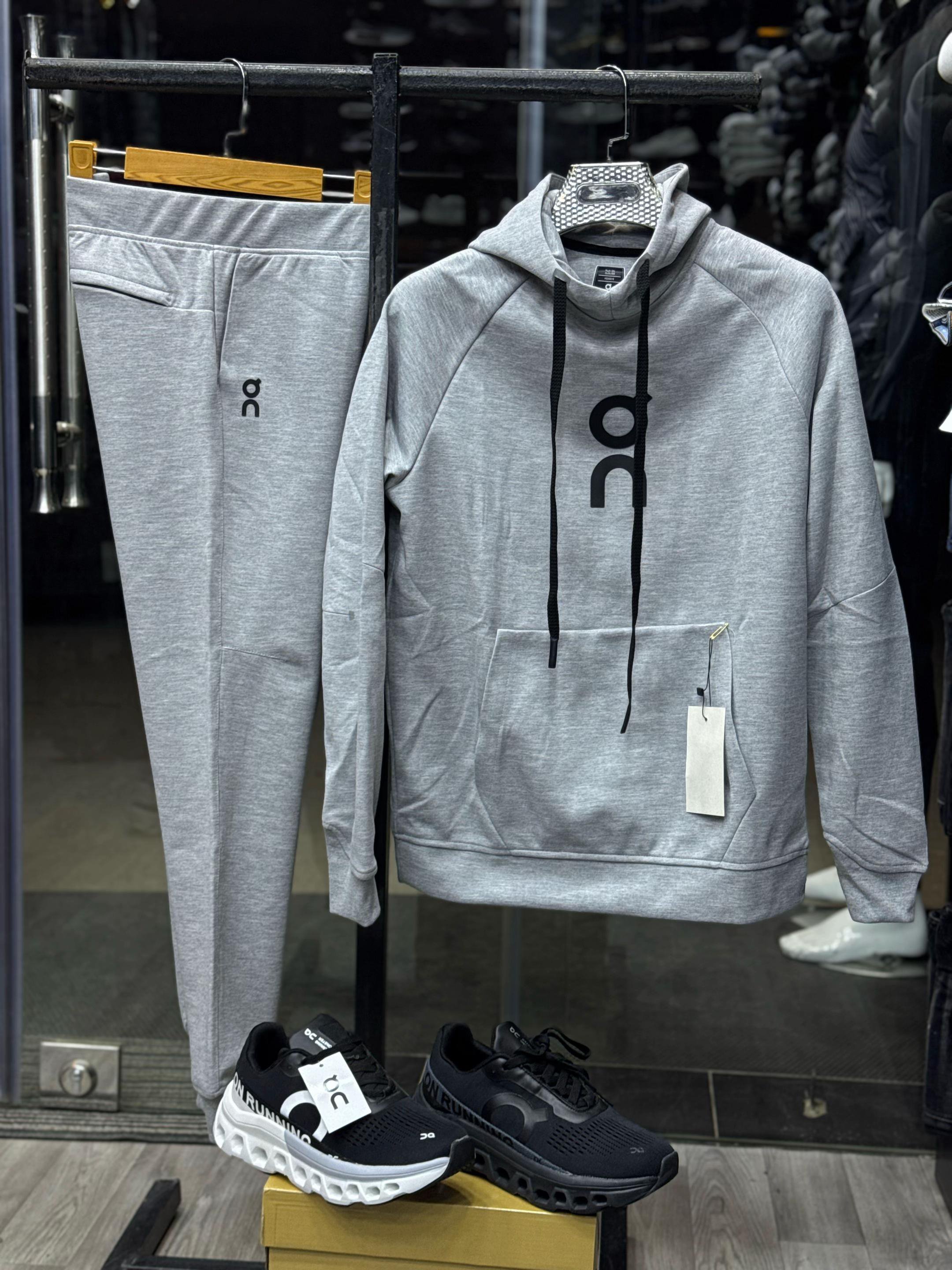 On Light Gray Pullover Hoodie and Jogger Set