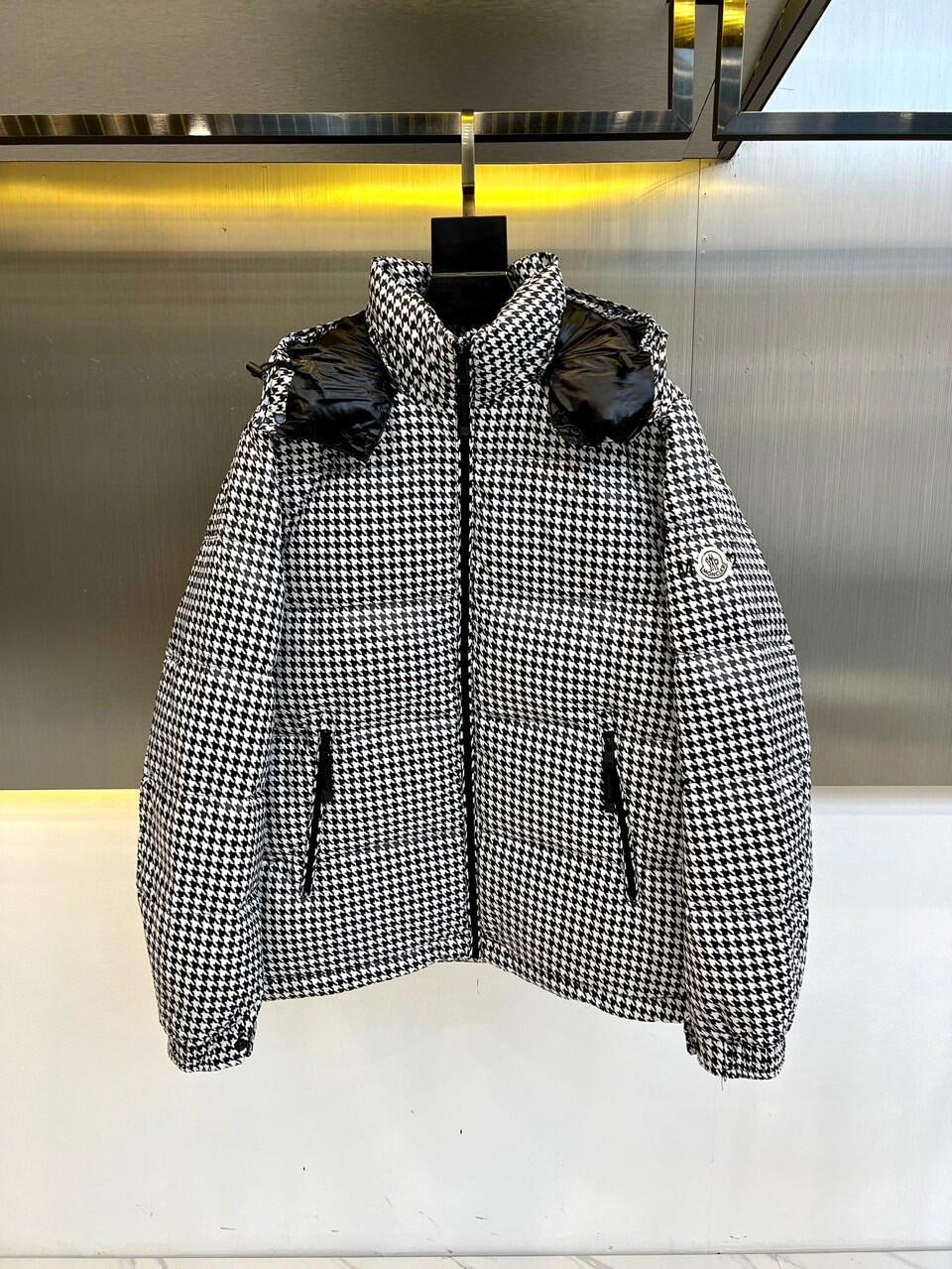Black and White Houndstooth Down Jacket