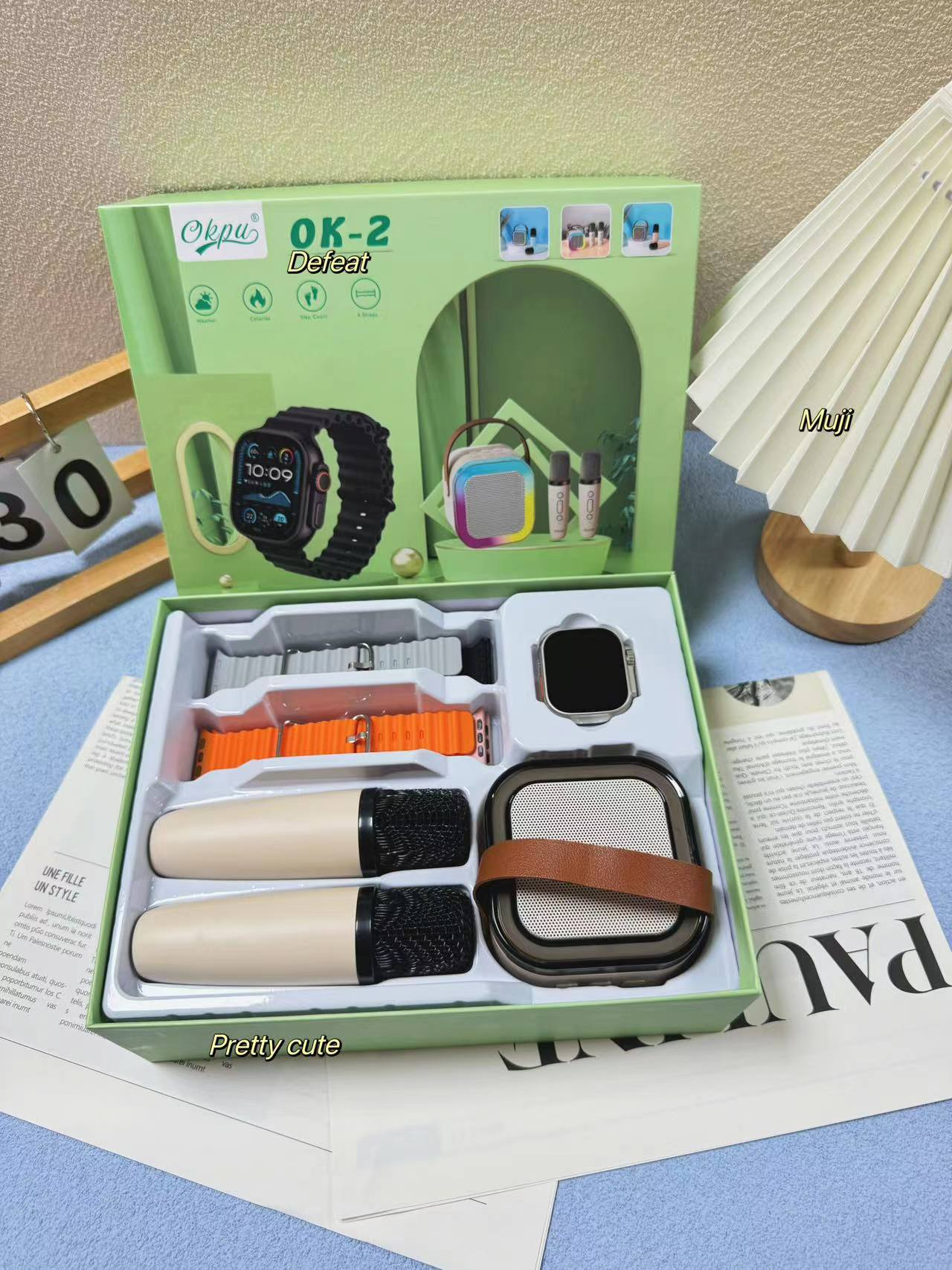 OK-2 Ultra Smartwatch and Dual-Microphone Speaker Set