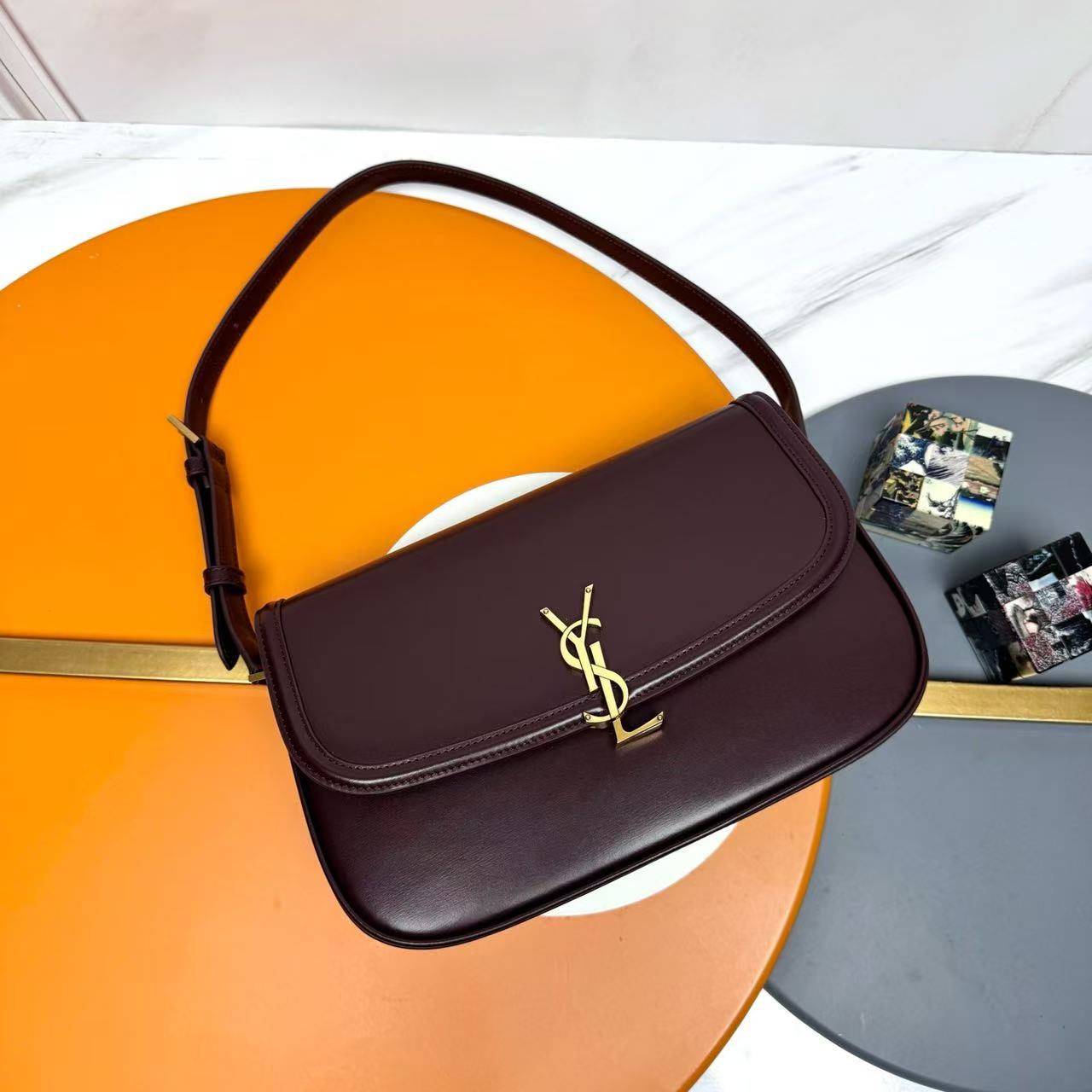 Saint Laurent Burgundy Flap Shoulder Bag