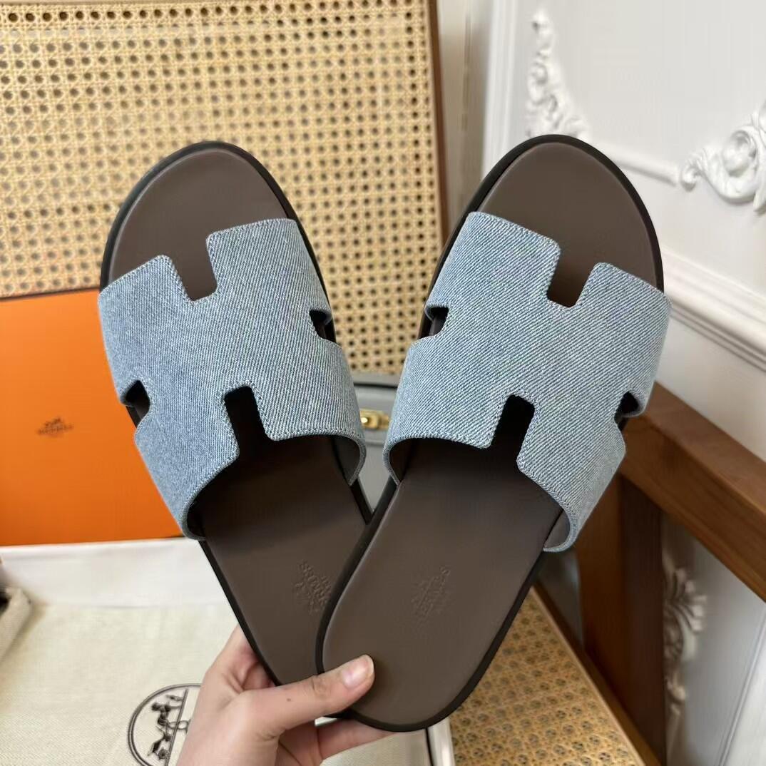Fabric H-Cutout Flat Slide Sandals