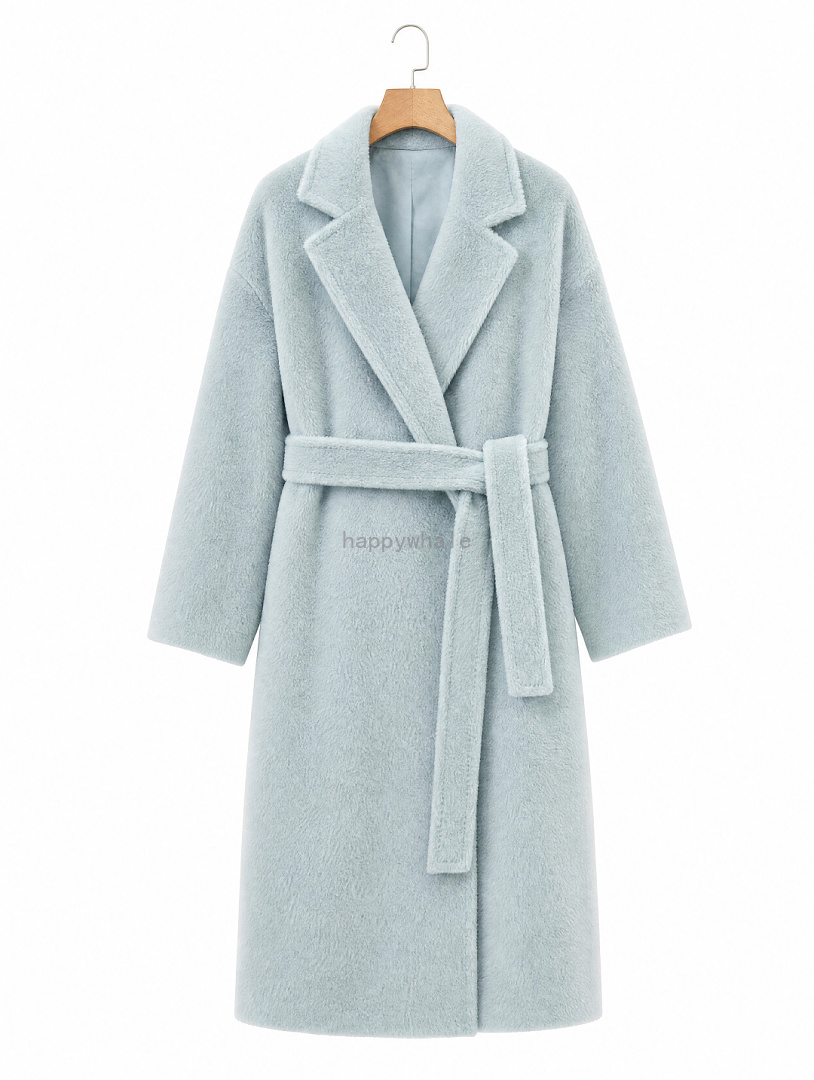 Belted Fuzzy Long Coat