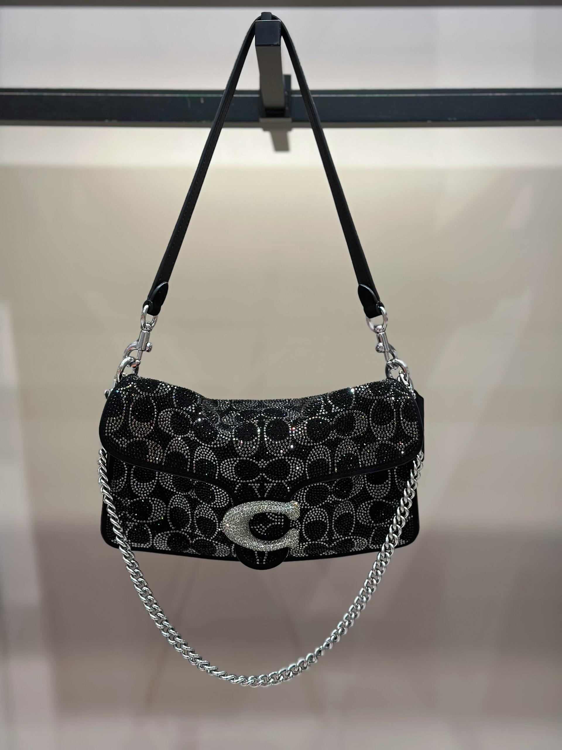 Crystal Monogram Chain Shoulder Bag
