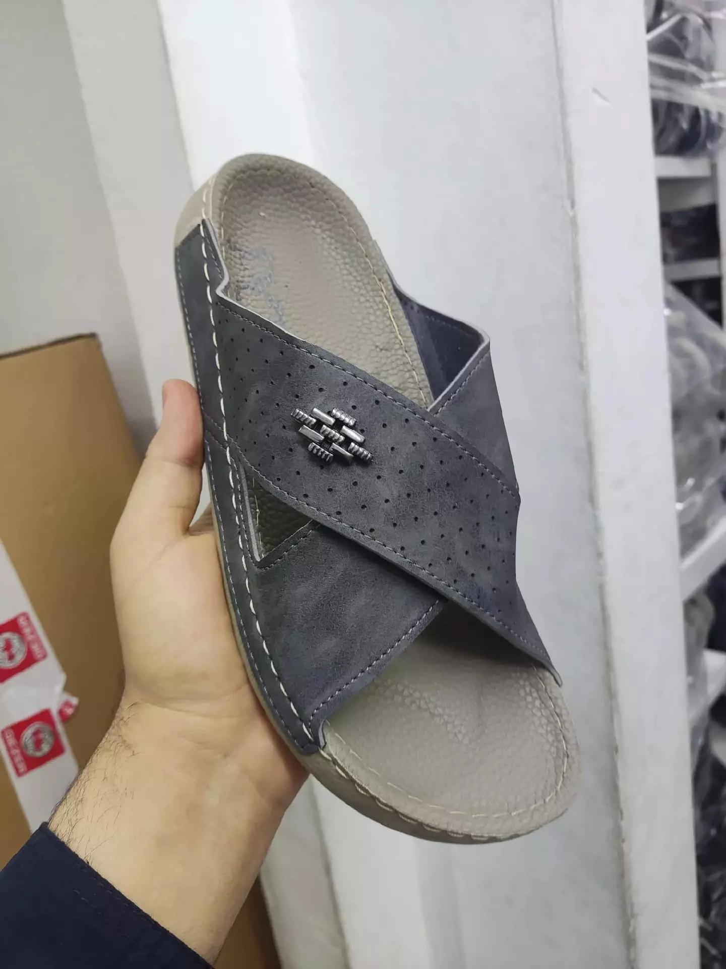 Men's Perforated Cross-Strap Slide Sandals