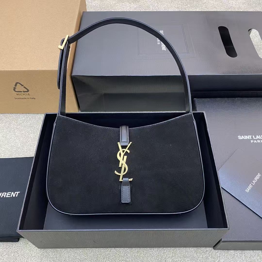 Saint Laurent Black Suede Shoulder Bag
